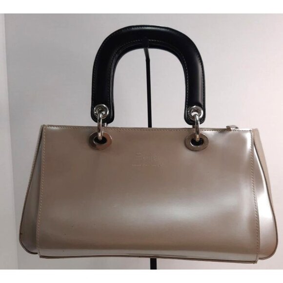 Bejo‎ Beige & Black Handbag With Silver Hardware & Multiple Compartments - Picture 6 of 7